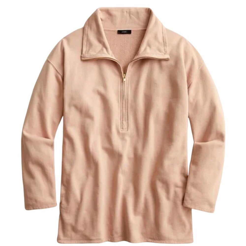 J.Crew University Terry Half-Zip Tunic Pullover – Size XS – EUC